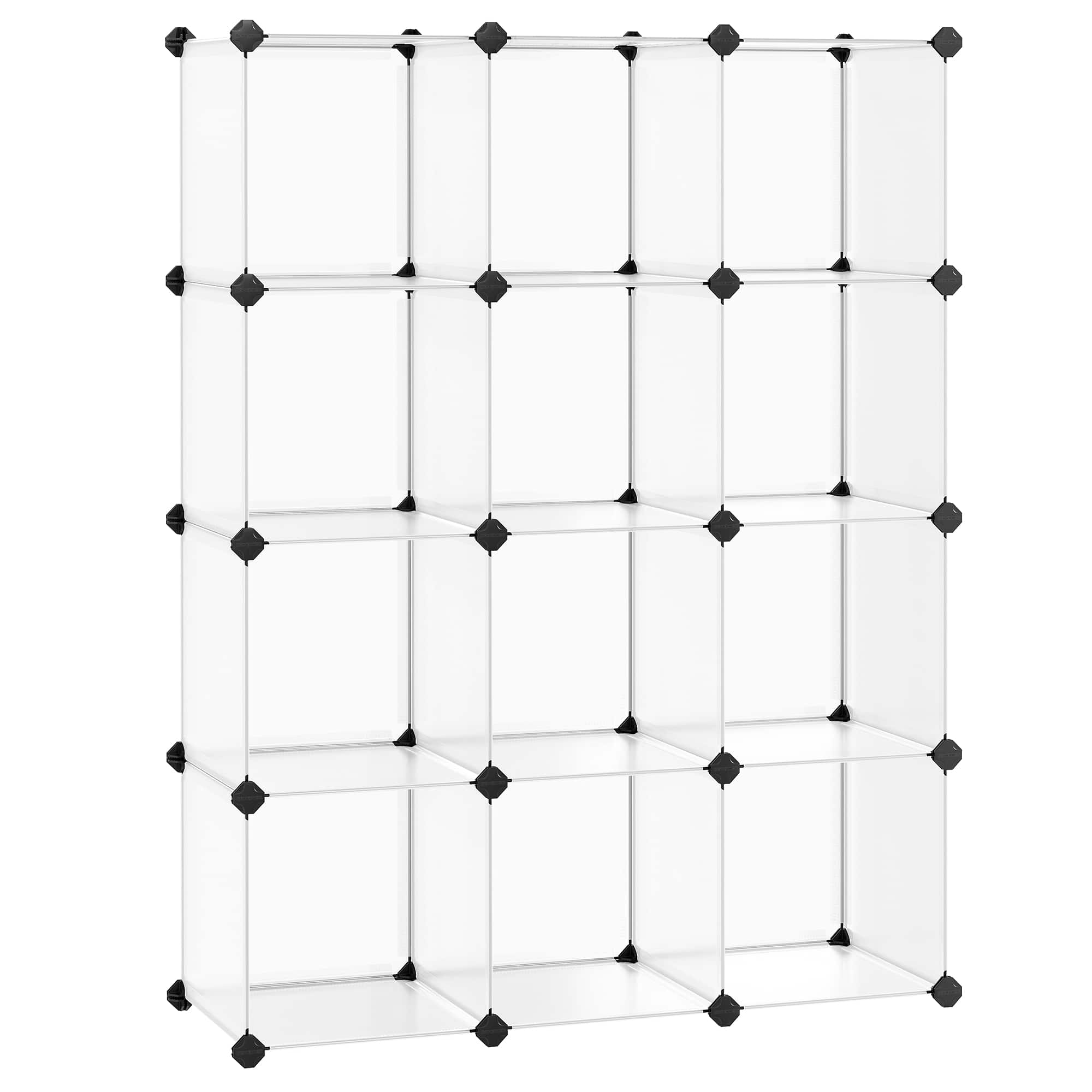 Songmics Home - Cube Storage Organizer, Set of 12 Plastic Cubes, Book Shelf, Closet Organizers and Storage, Room Organization - White