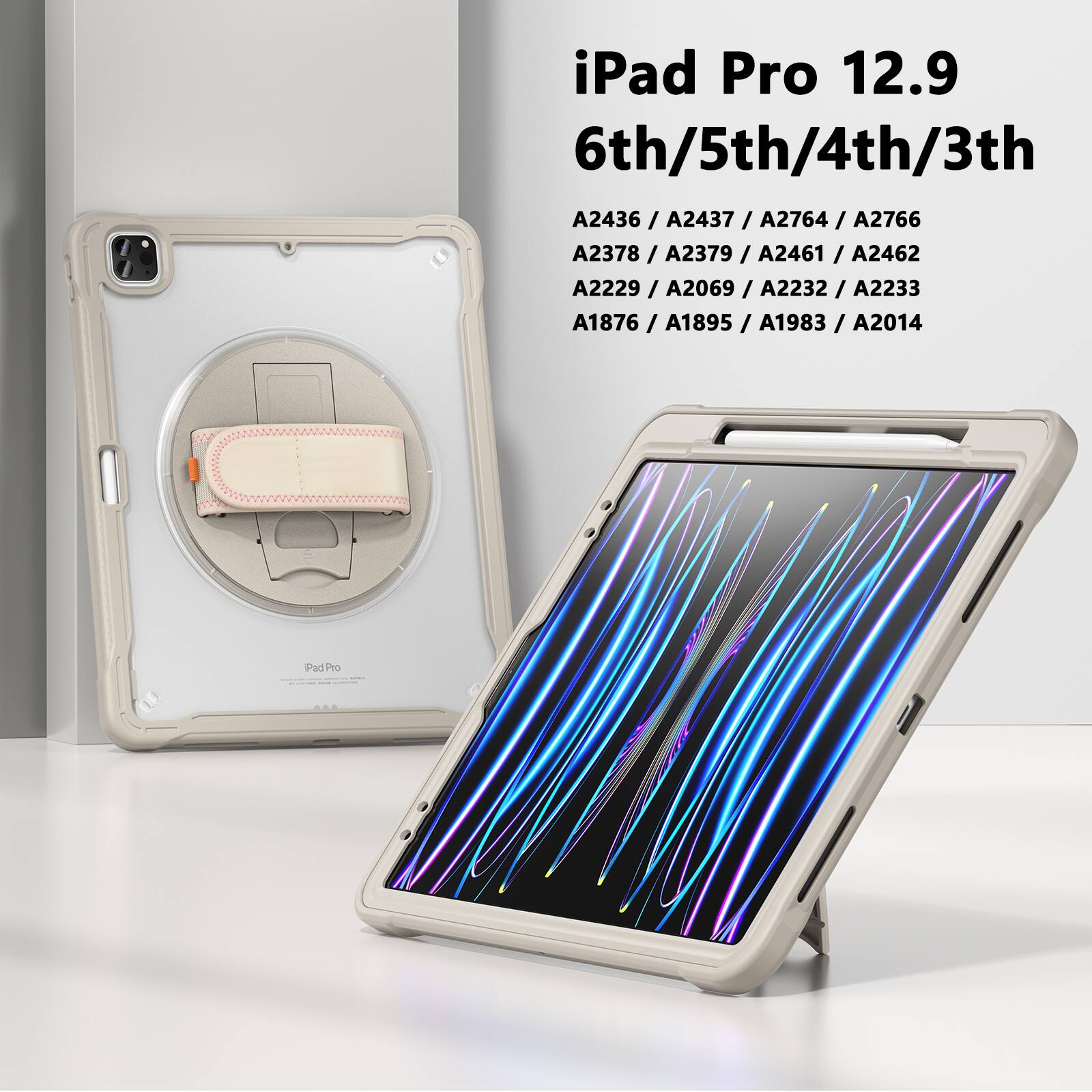 iPad Pro 12.9 6th/5th/4th/3rd  
A2436 / A2437 / A2764 / A2766  
A2378 / A2379 / A2461 / A2462  
A2229 / A2069 / A2232 / A2233  
A1876 / A1895 / A1983 / A2014