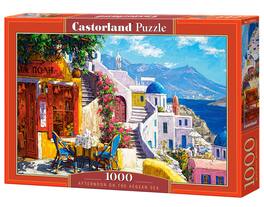 Castorland - 1000 Piece Jigsaw Puzzles, Afternoon on the Aegean Sea, Santorini, Greece, Summer holiday, C-104130-2 - Red