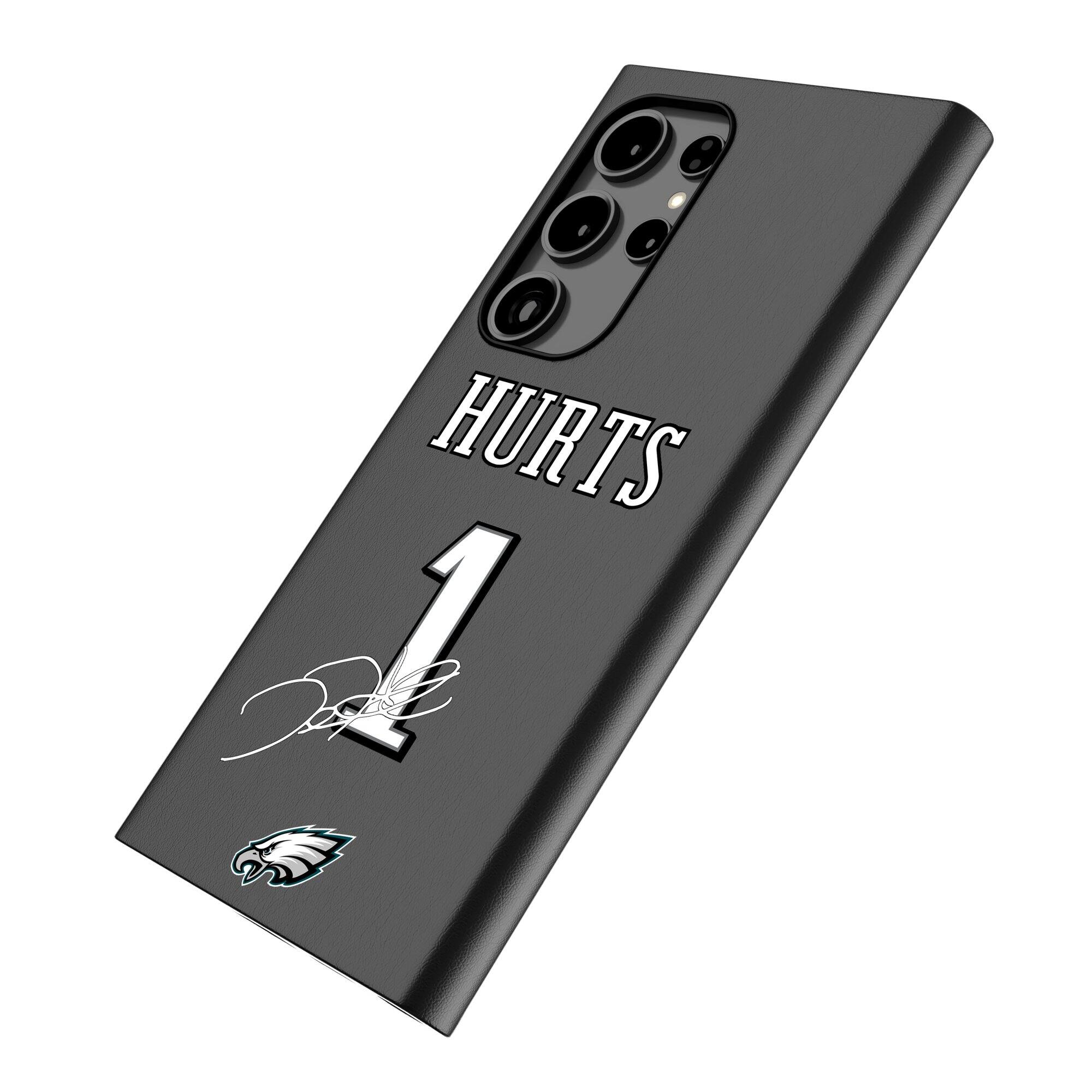 Alt View 1. Keyscaper - Jalen Hurts Black Philadelphia Eagles Galaxy Magnetic Bump Case - S25 - Black.