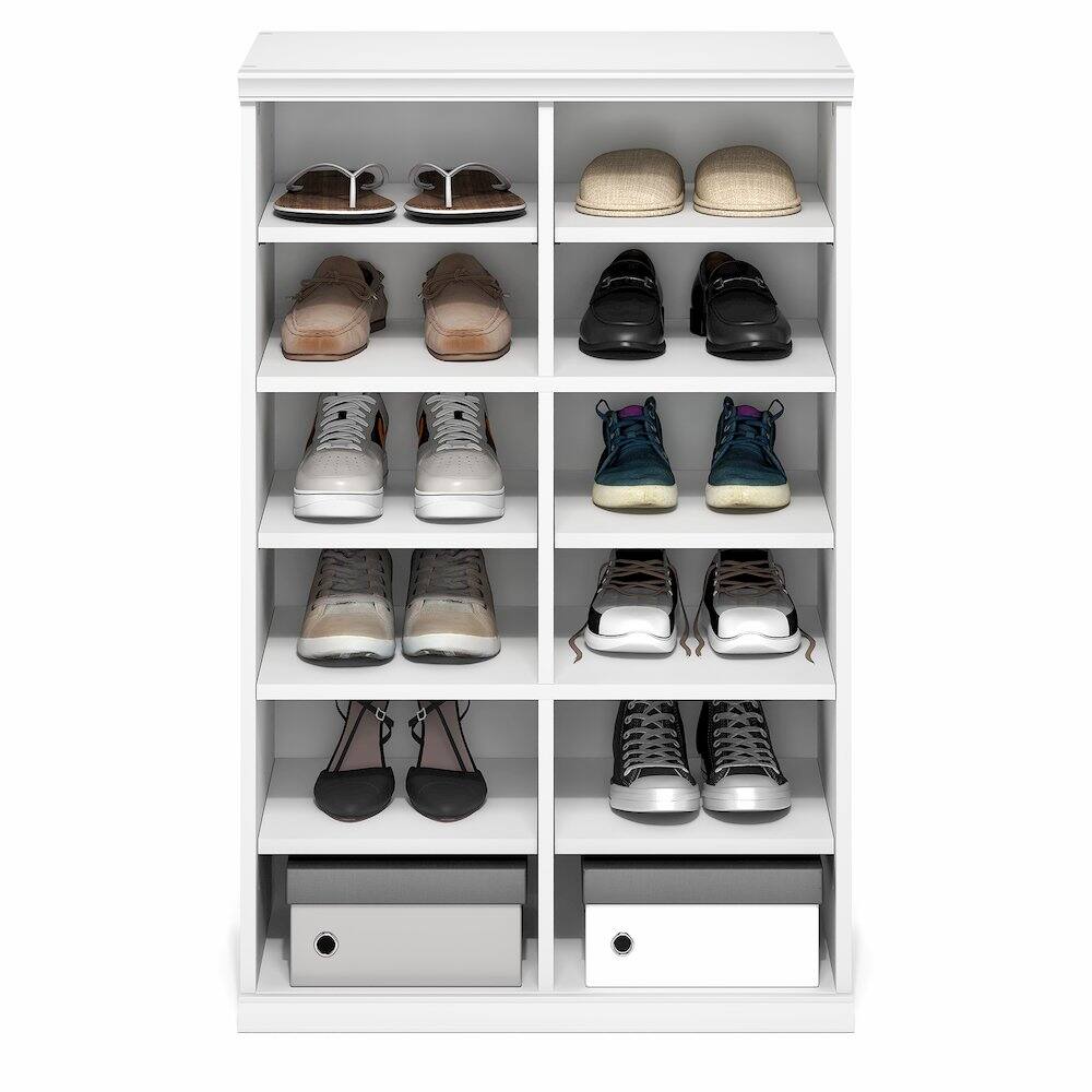 Left. Furinno - FANO Closet Organizers and Storage, 12-Cube Closet Organizer with Adjustable Shelves,Stackable Open Shelf Closet Shelves - White.