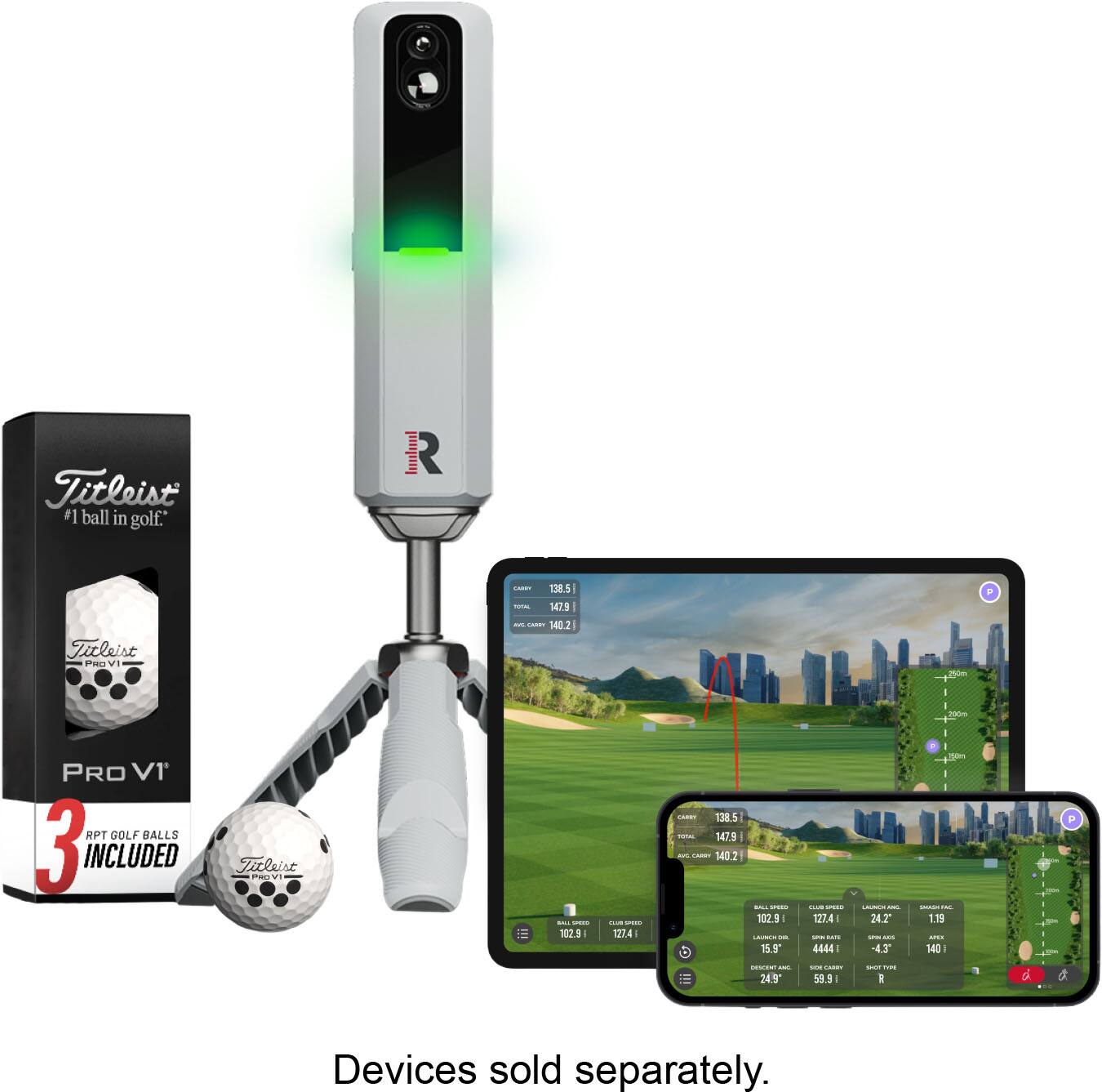 Titleist
#1 ball in golf.
PRO V1
3 RPT GOLF BALLS INCLUDED
Devices sold separately.