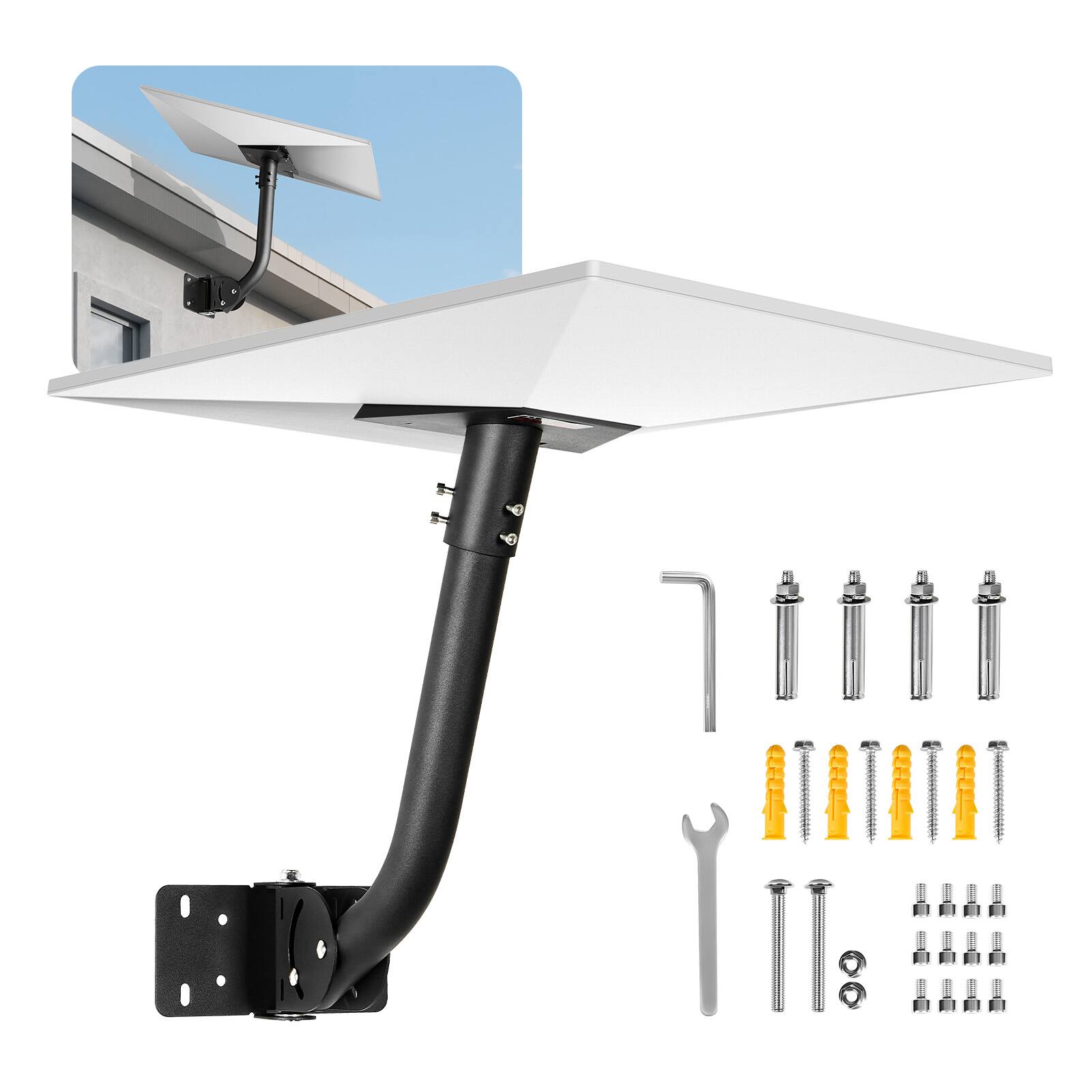 VEVOR - Starlink Gen3 Mount, Adjustable Angle Wall Mounting Standard Gen3 Pipe Kit, Heavy-Duty Steel Long Starlink Pole Adapter - Black