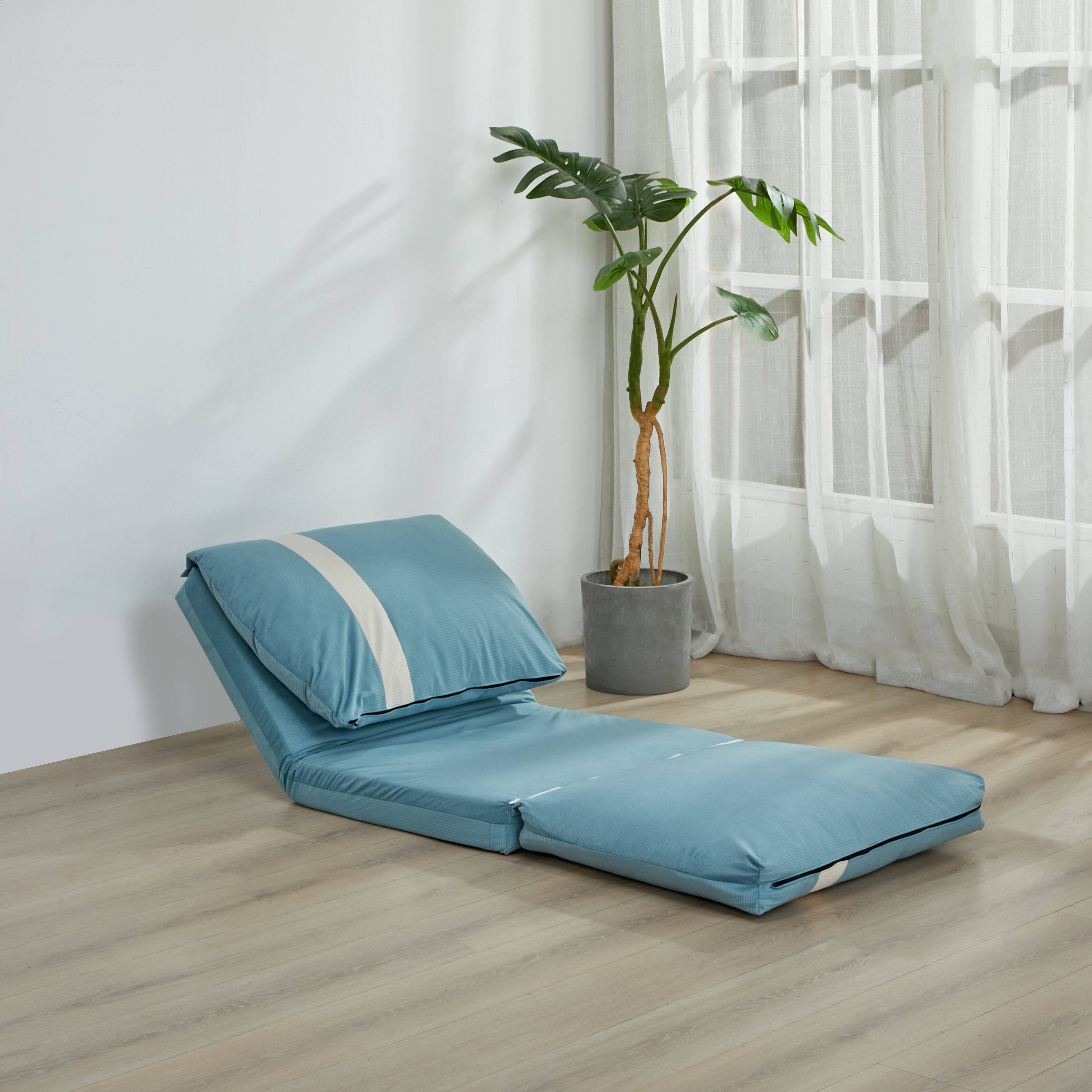 Alt View 5. Siljoy - Adjustable Floor Sofa Bed for Adults & Pets, 6‑Position, 5‑Second Fold, Corduroy Fabric, Sky Blue/Gray - Sky Blue.