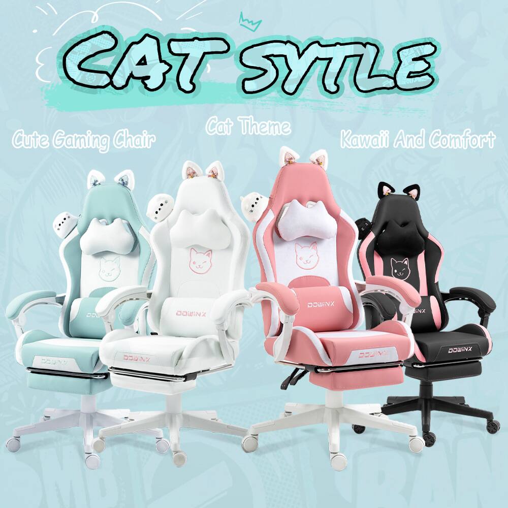 CAT STYLE  
Cat Theme  
Cute Gaming Chair  
Kawaii And Comfort  
DOWINX  
DOWINX NX