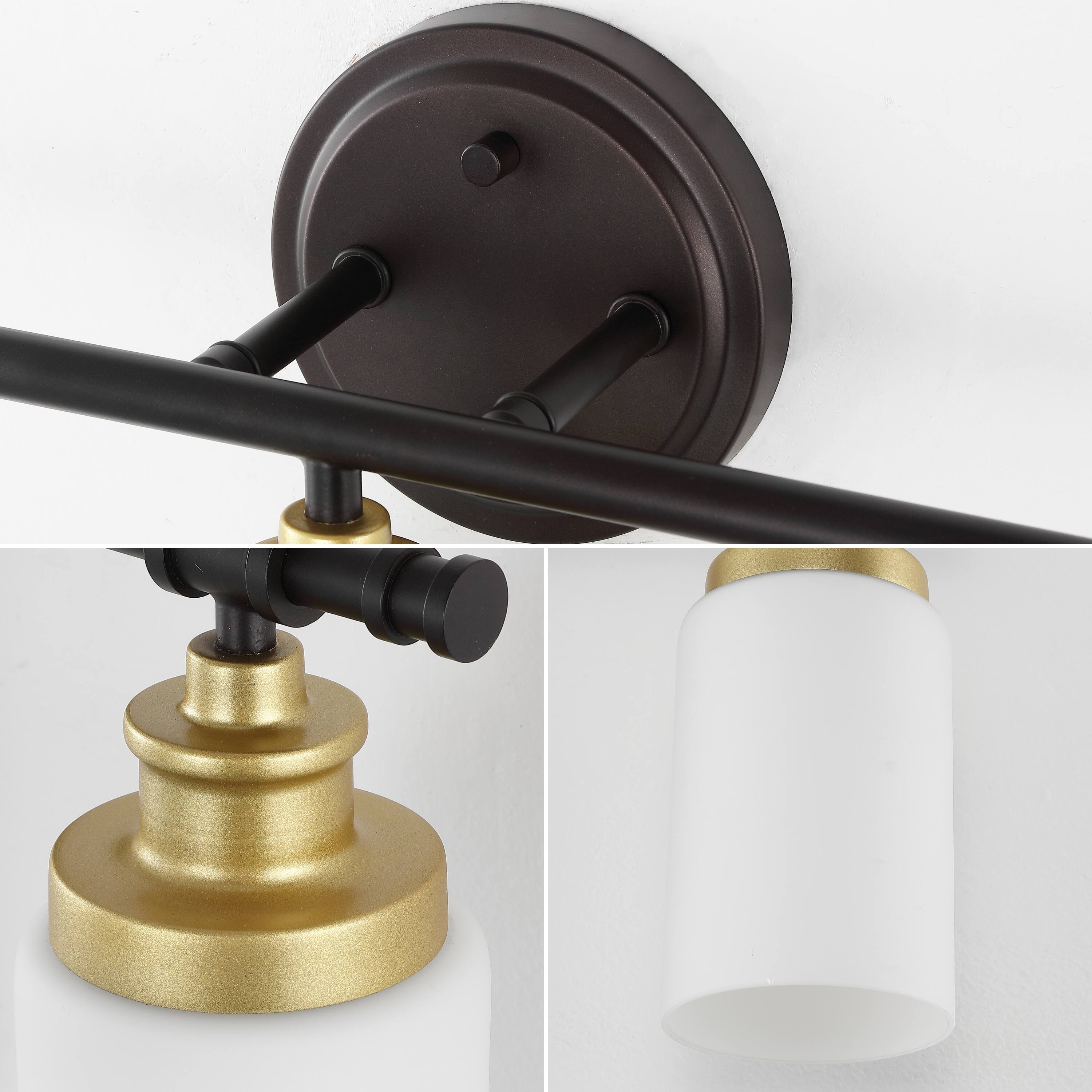 Alt View 4. Jonathan Y - Egan 23.25" 3-Light Vanity Light with Glass Shades and Bathroom Accessory Set, Oil Rubbed Bronze/Gold Painting (5-Piece) - Oil Rubbed Bronze/Gold Painting.