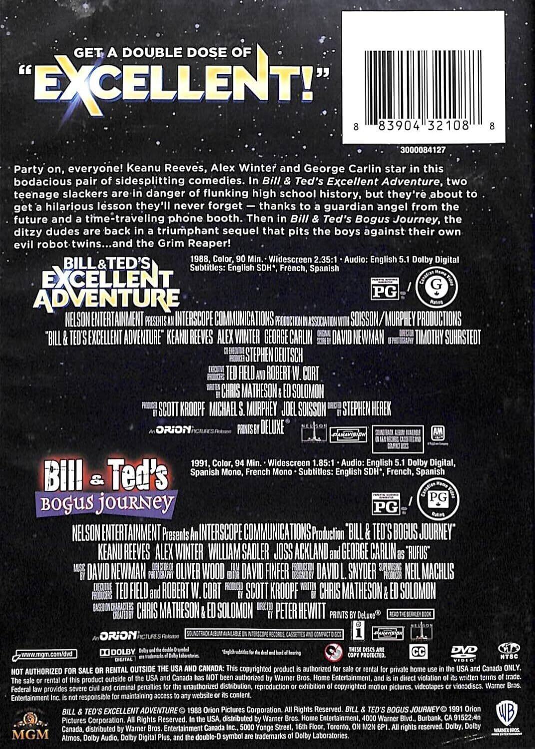 Alt View 1. Bill & Ted's Excellent Double Feature   - DVD.