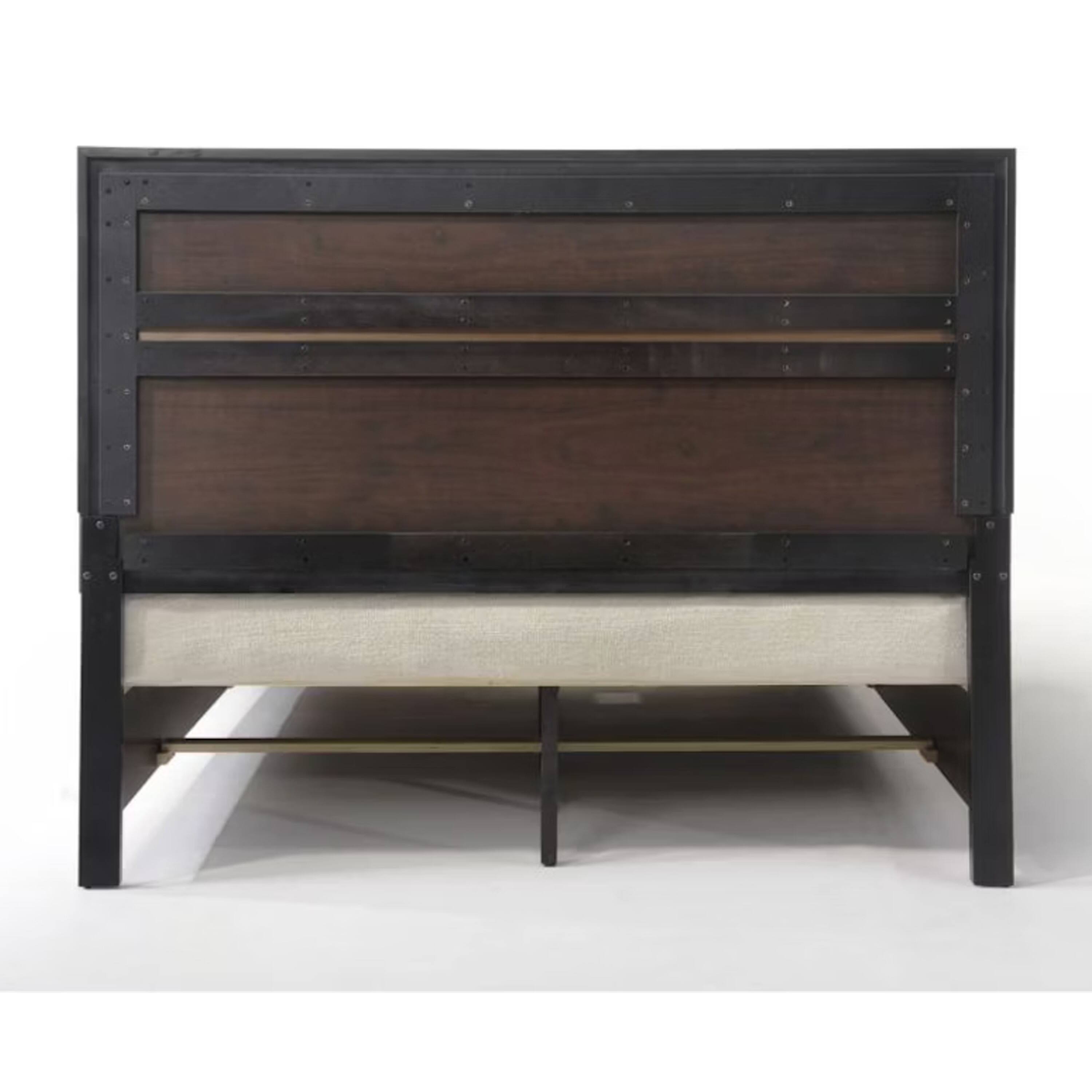 Alt View 3. Manhattan Lane - Contemporary Acrylic Trim Accent Eastern King Bed with 2 Drawers, Black - Black.