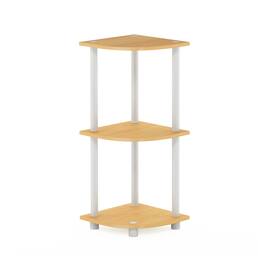Furinno - Turn-N-Tube 3-Tier Corner Display Rack Multipurpose Shelving Unit, Beech/White - Beech/White