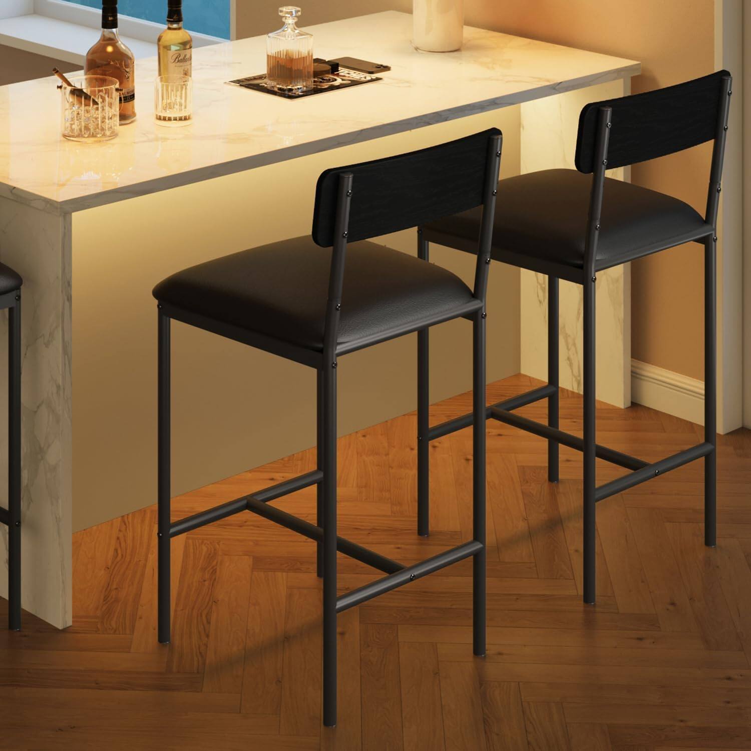 Front. Acekool - Kitchen Table Bar Stools Set of 2 Kitchen Bar Stools for Dining Room, Home Office, Living Room - Multiple colors.