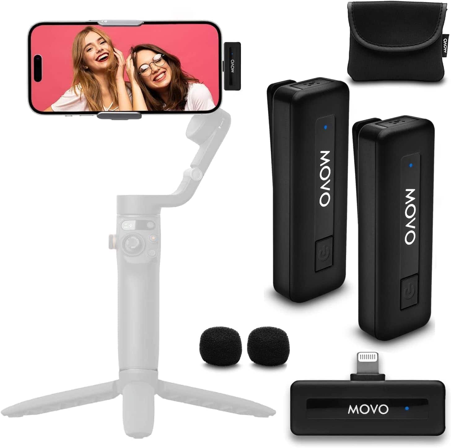 MOVO - Wireless Mini DI Duo Ultra Compact Wireless Lavalier Microphones for iPhone