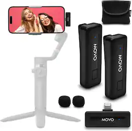 MOVO - Wireless Mini DI Duo Ultra Compact Wireless Lavalier Microphones for iPhone