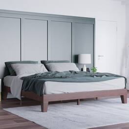 Emma + Oliver - Avila Wooden Platform Bed with Wooden Support Slats; No Box Spring or Foundation Required - Walnut