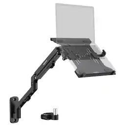 Mount-It! - Flexible Wall & Pole Mount Laptop Arm with Spring‑Assisted Adjustment, Swivel & Cable Management - Black
