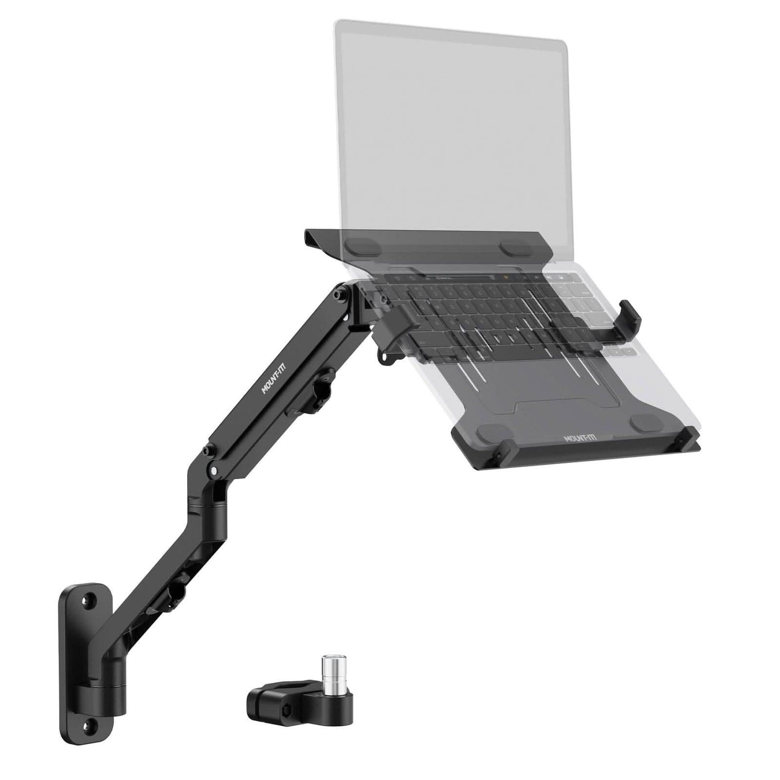 Mount-It! - Flexible Wall & Pole Mount Laptop Arm with Spring‑Assisted Adjustment, Swivel & Cable Management - Black