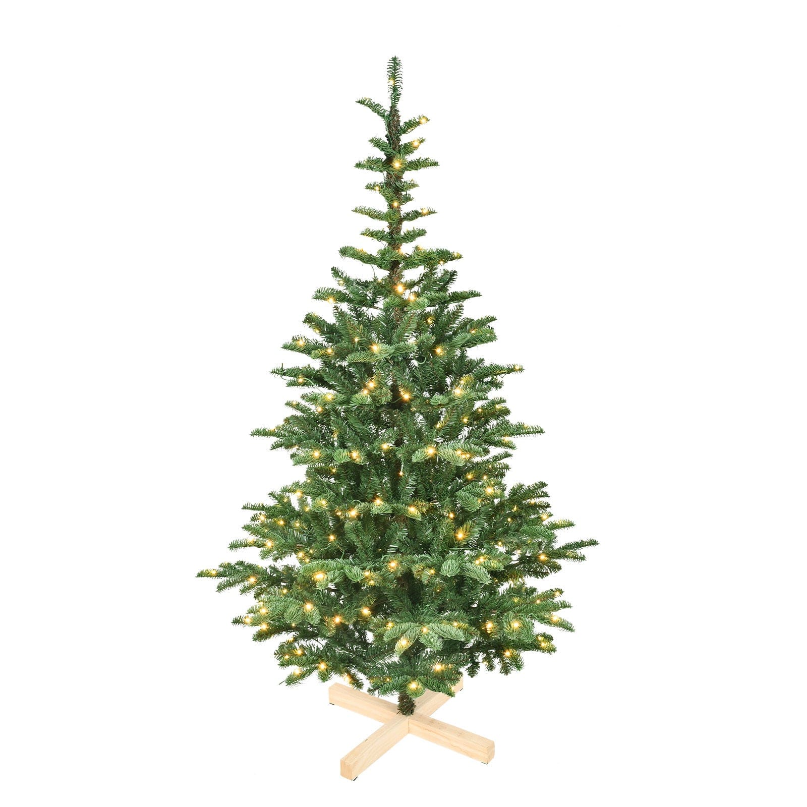 BreeBe - 7ft Pre-Lit Christmas Tree with 400 Warm White LED Lights - Green