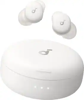 Front. Soundcore - by Anker Sleep A30 Smart Wireless Bluetooth ANC In-Ear Sleep Earbuds for General Use - Moonlit White.