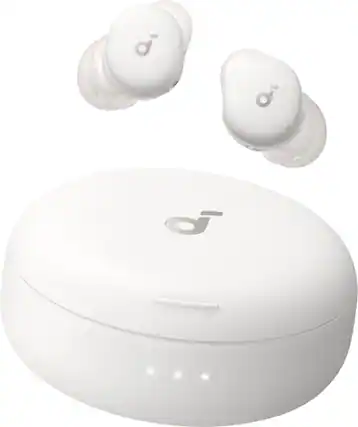Front. Soundcore - by Anker Sleep A30 Smart Wireless Bluetooth ANC In-Ear Sleep Earbuds for General Use - Moonlit White.