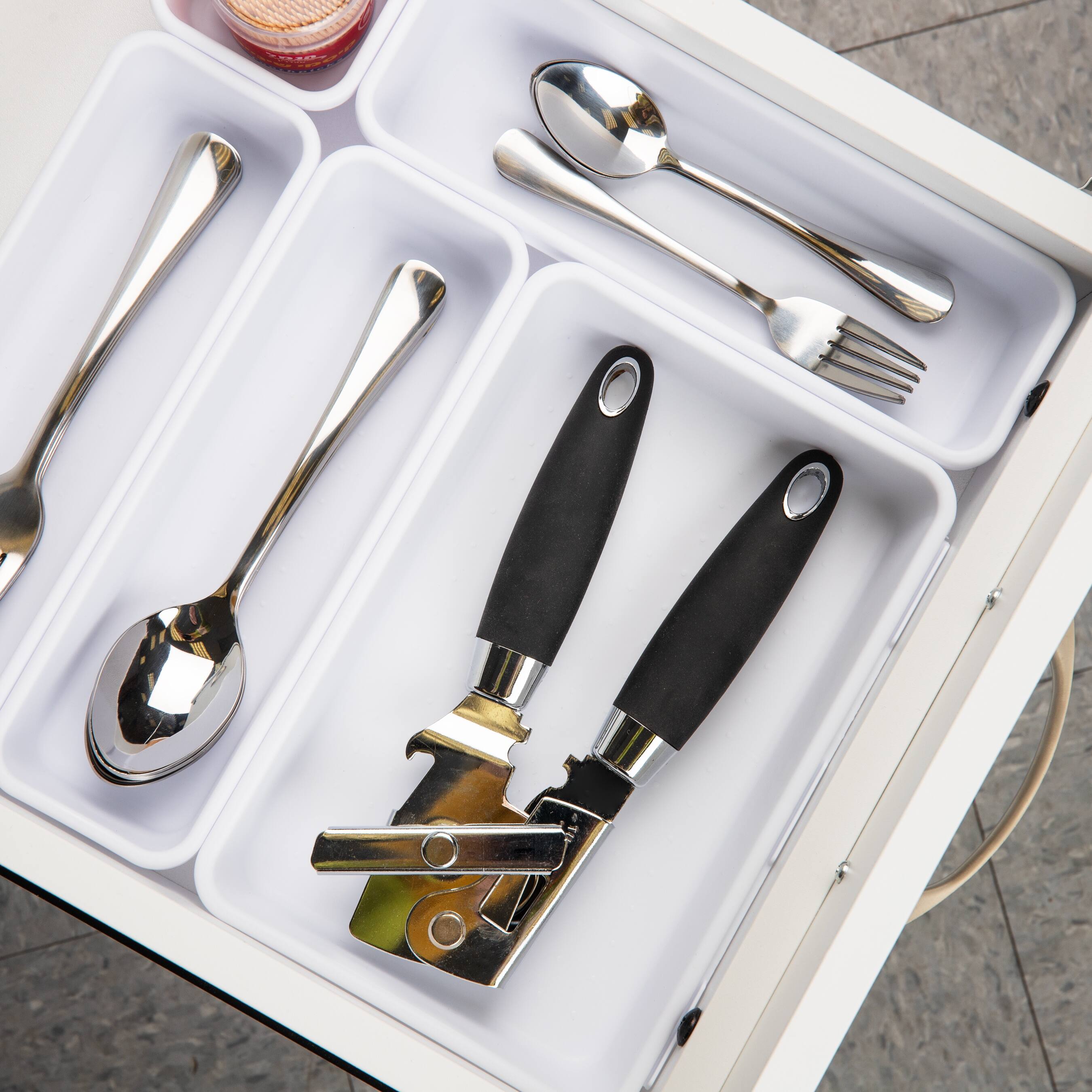 Alt View 4. Mind Reader - 8-Pc Drawer Organizer, Desk Organizer, Interlocking, Storage, Kitchen, Office - White.