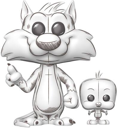 Front. Funko - Funko POP! & Buddy: Looney Tunes - Sylvester & Tweety, Sketched - COLLECTIBLES - Multicolor.
