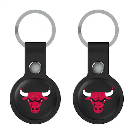 Front. Keyscaper - Black Chicago Bulls Two-Pack AirTag Holders - Black.