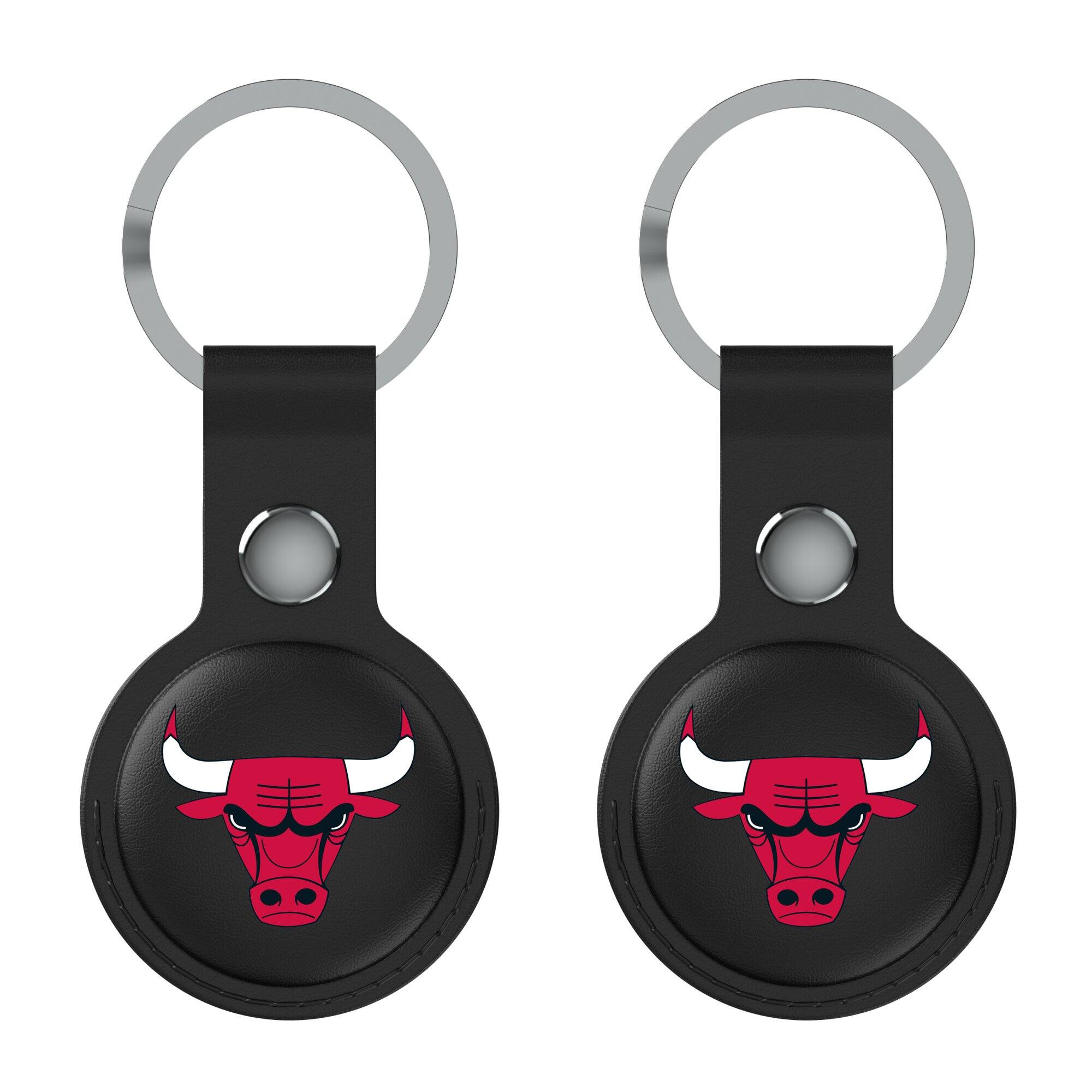 Front. Keyscaper - Black Chicago Bulls Two-Pack AirTag Holders - Black.