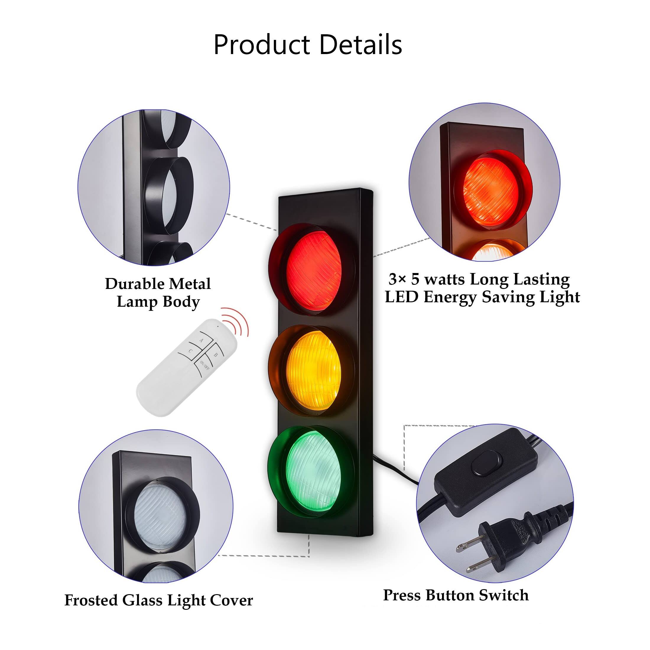 Product Details

- Durable Metal Lamp Body
- 3x 5 watts Long Lasting LED Energy Saving Light
- Frosted Glass Light Cover
- Press Button Switch