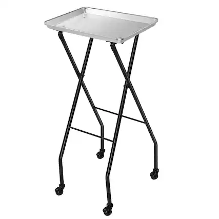 Front. Winado - Foldable Salon Tattoo Stand Mobile Rolling Trolley Cart Stylist Beauty Tray for Barber Shop, Beauty Salon, Tattoo Parlor - Silver.
