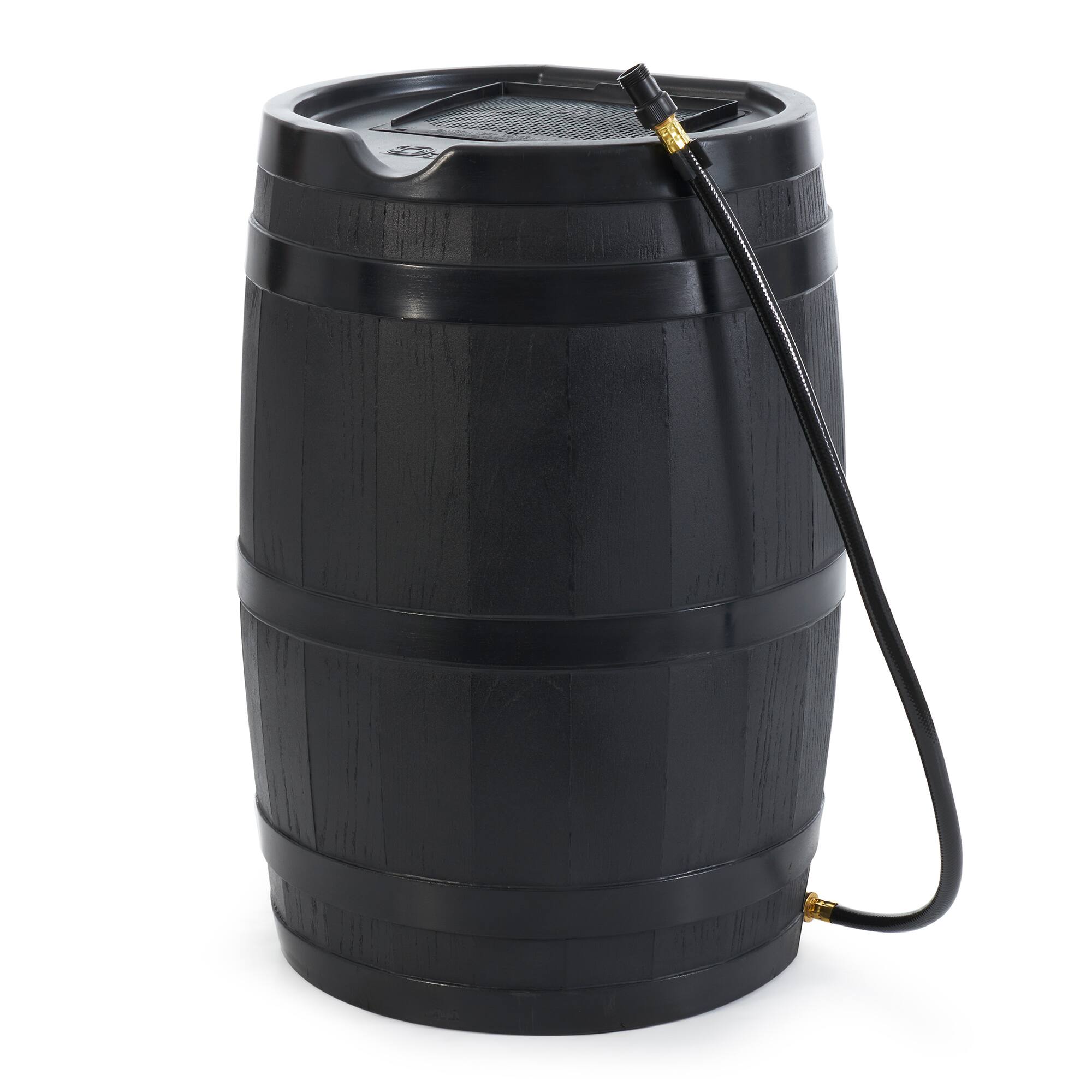 Alt View 4. FCMP Outdoor - FCMP Outdoor RC45 45 Gallon Outdoor Rain Water Catcher Barrel Container, Black - Black.