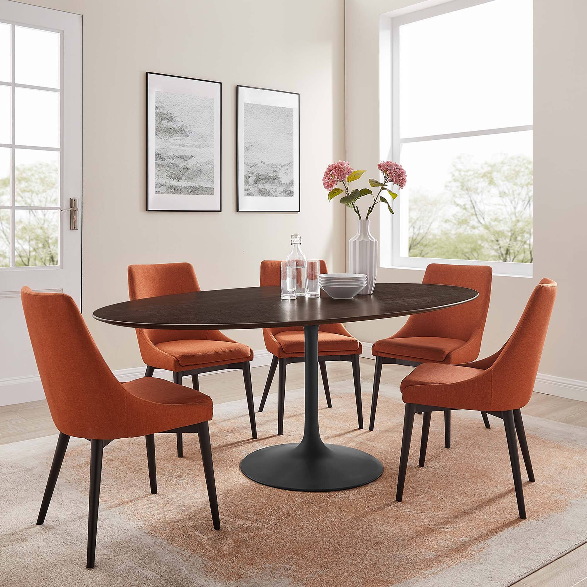 Alt View 5. Modway - Lippa 78" Oval Wood Dining Table by Modway - Black Cherry Walnut.