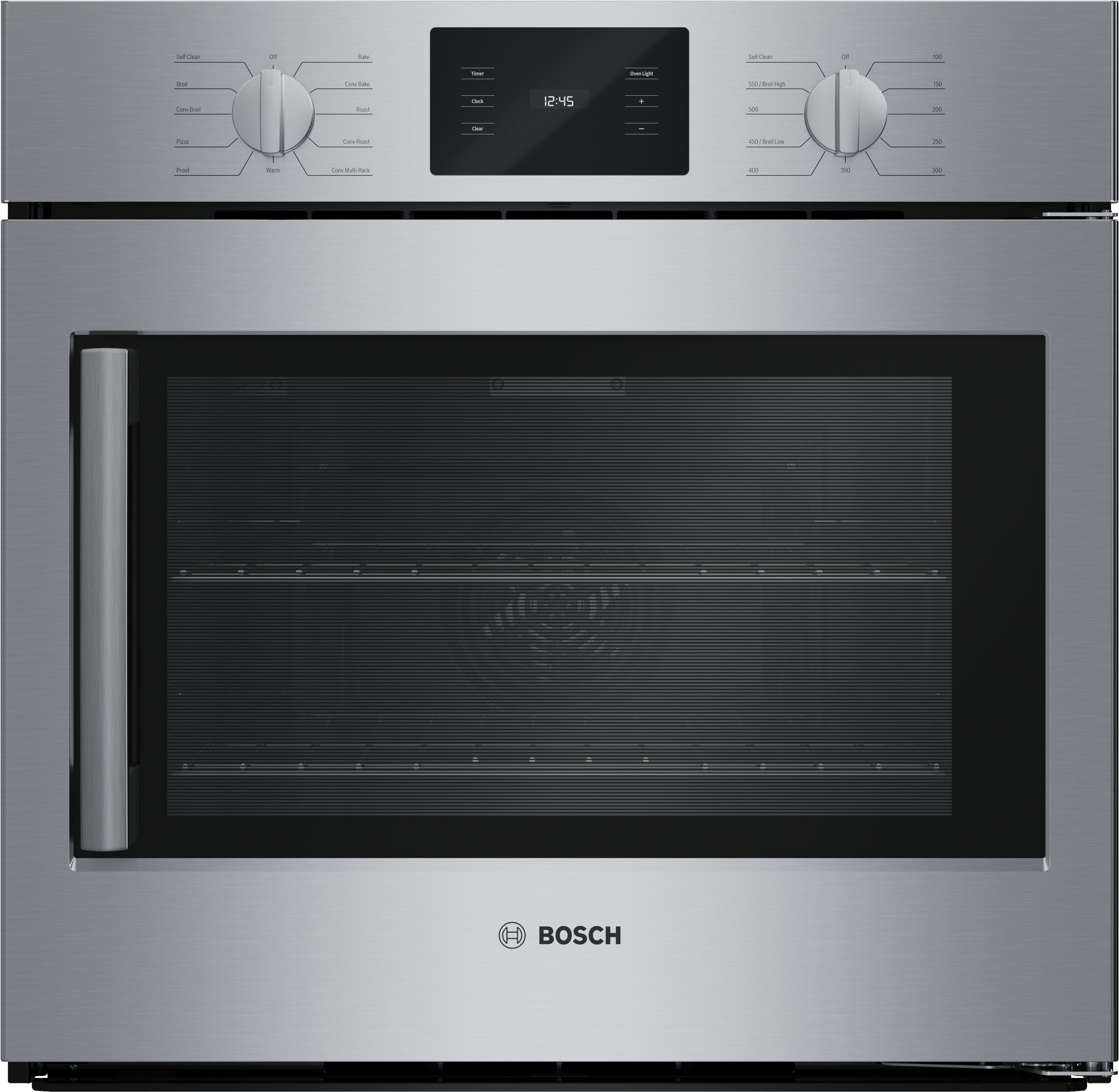 Bosch - 500 Series 30" 4.6 Cu. Ft. Built-In Single Electric True Convection Wall Oven with Right Opening Door - Stainless Steel - Front_Zoom