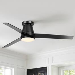 Vaczon - 52" Modern Reversible Blades Smart Flush Mount Ceiling Fan with App Control and 3CCT Dimmable LED - Black