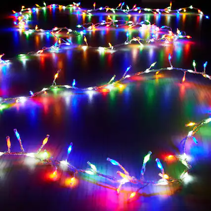 Front. IMAGE - 16.4ft 300 LED Firecracker Cluster Starry String Lights - Mixed RGB Color & White.