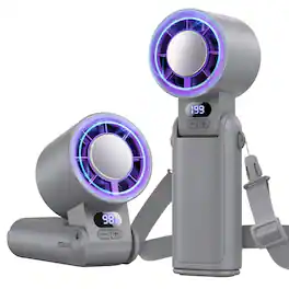 PRIMEPLUS - Portable Turbo Fan 1-199 Speeds LED Display, Rechargeable 4-in-1 Pocket Mini for Indoor/Outdoor/Travel/Work - GreyPurple