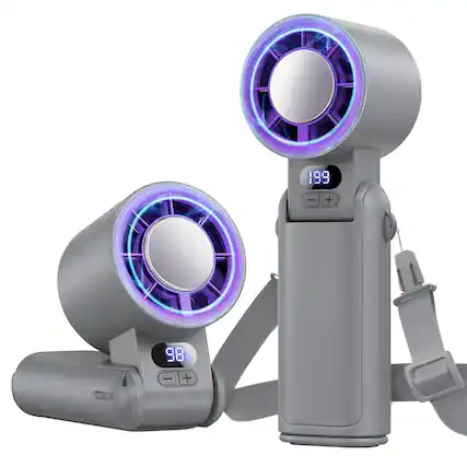 Front. PRIMEPLUS - Portable Turbo Fan 1-199 Speeds LED Display, Rechargeable 4-in-1 Pocket Mini for Indoor/Outdoor/Travel/Work - GreyPurple.