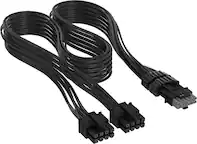 Front. CORSAIR - Elite Premium Individually Sleeved 12V-2x6 Cables Type 4 - Black.