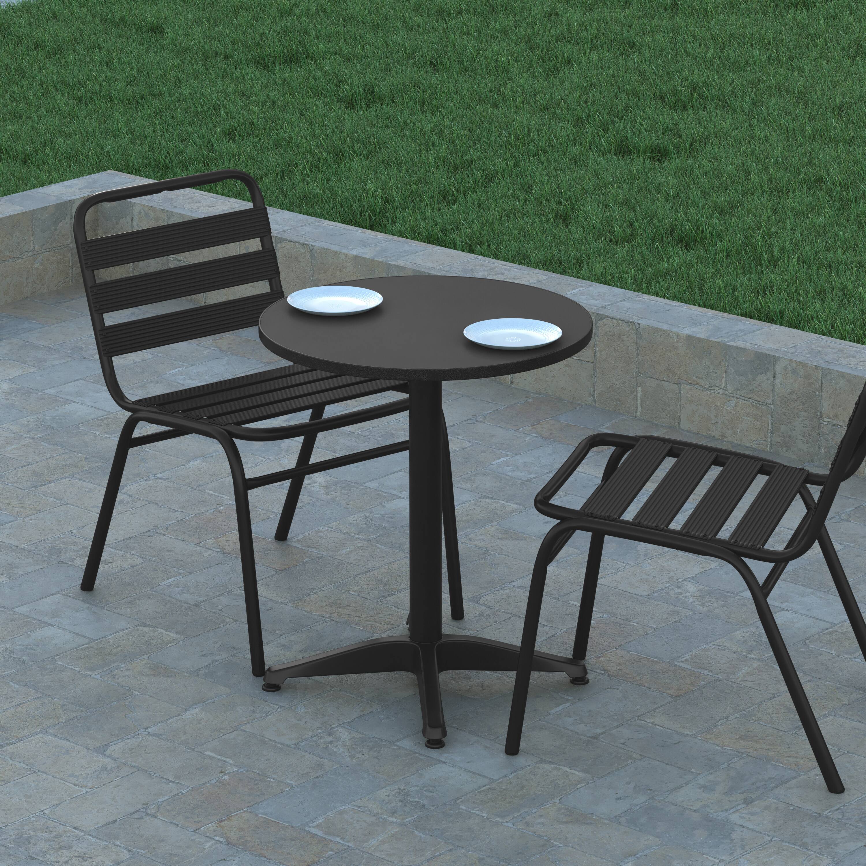 Alt View 3. Emma + Oliver - 23.5'' Round Aluminum Indoor-Outdoor Table with Base - Black.