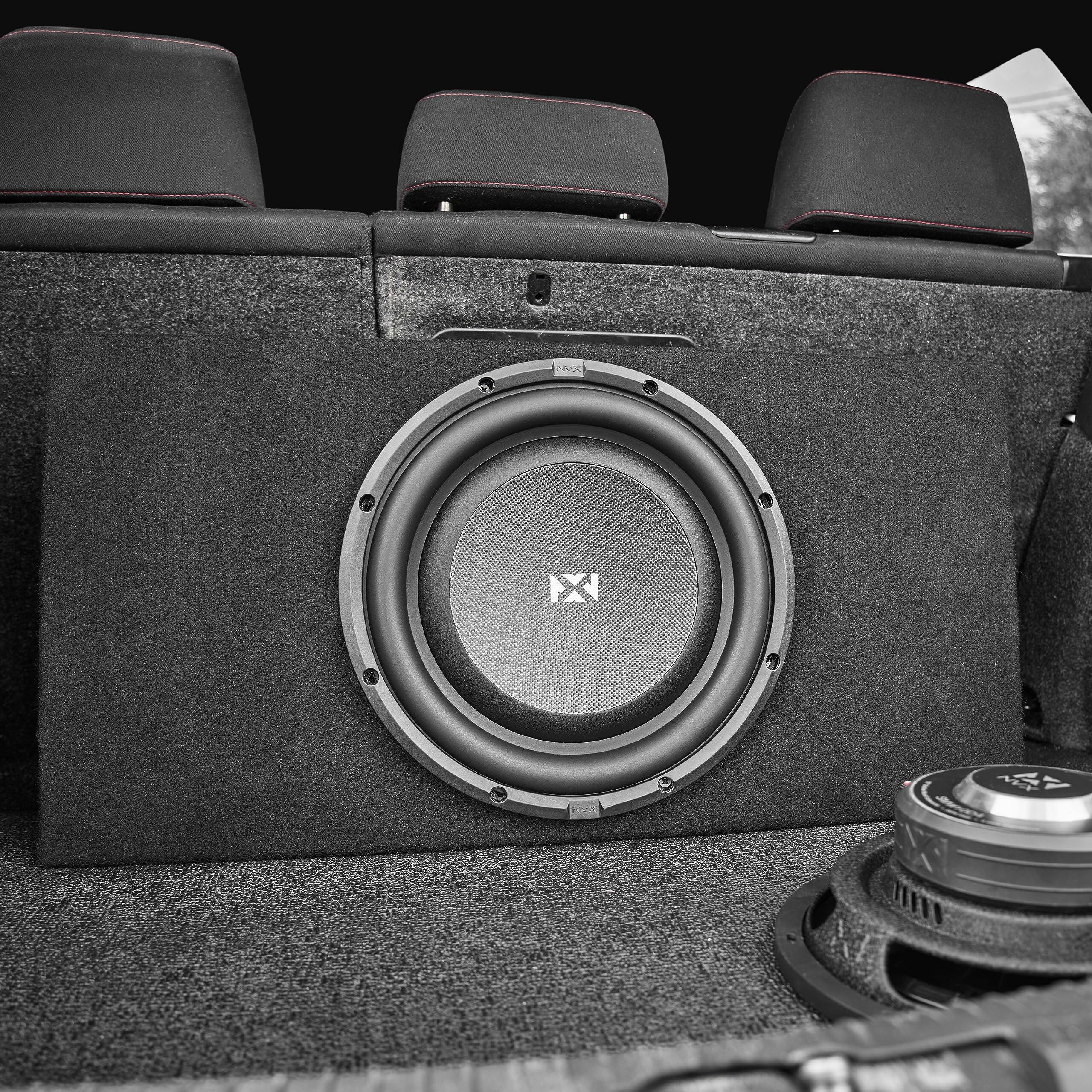 Angle. NVX - SMW10D4 700W Peak (350W RMS) S-Series Shallow-Mount 10in Dual 4-Ohm Subwoofer.
