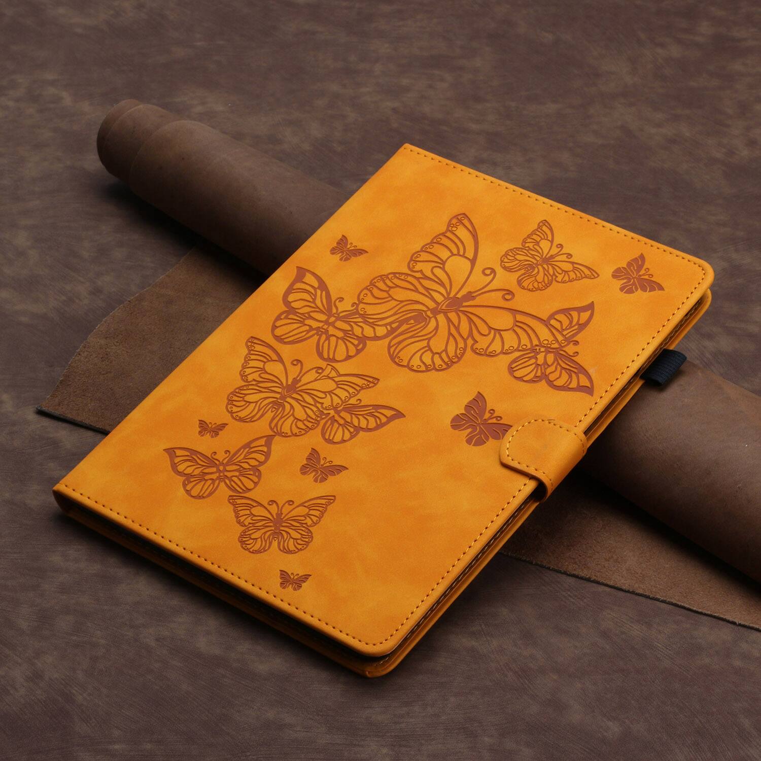 Alt View 5. Dteck - Case for Apple iPad mini (A17 Pro) 2024 and iPad mini 6th Gen 8.3" 2021,Embossed PU Leather Card Slot Stand Flip Cover - Yellow.