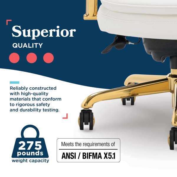 Superior QUALITY

Reliably constructed with high-quality materials that conform to rigorous safety and durability testing.

275 pounds

Meets the requirements of ANSI / BIFMA X5.1
