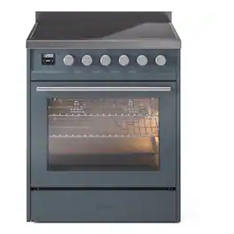 ILVE - Professional Plus II Series 30 in. Induction Range with 4 Induction Elements (Satin Trim) - Blue Grey