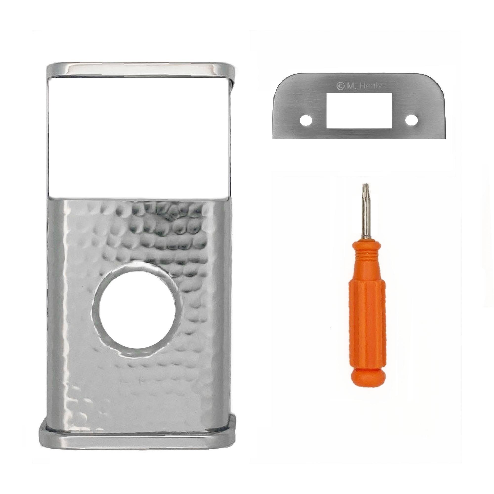 Back. Michael Healy - Hammered Video Doorbell Cover (Ring 2nd Gen) - Nickel Silver.