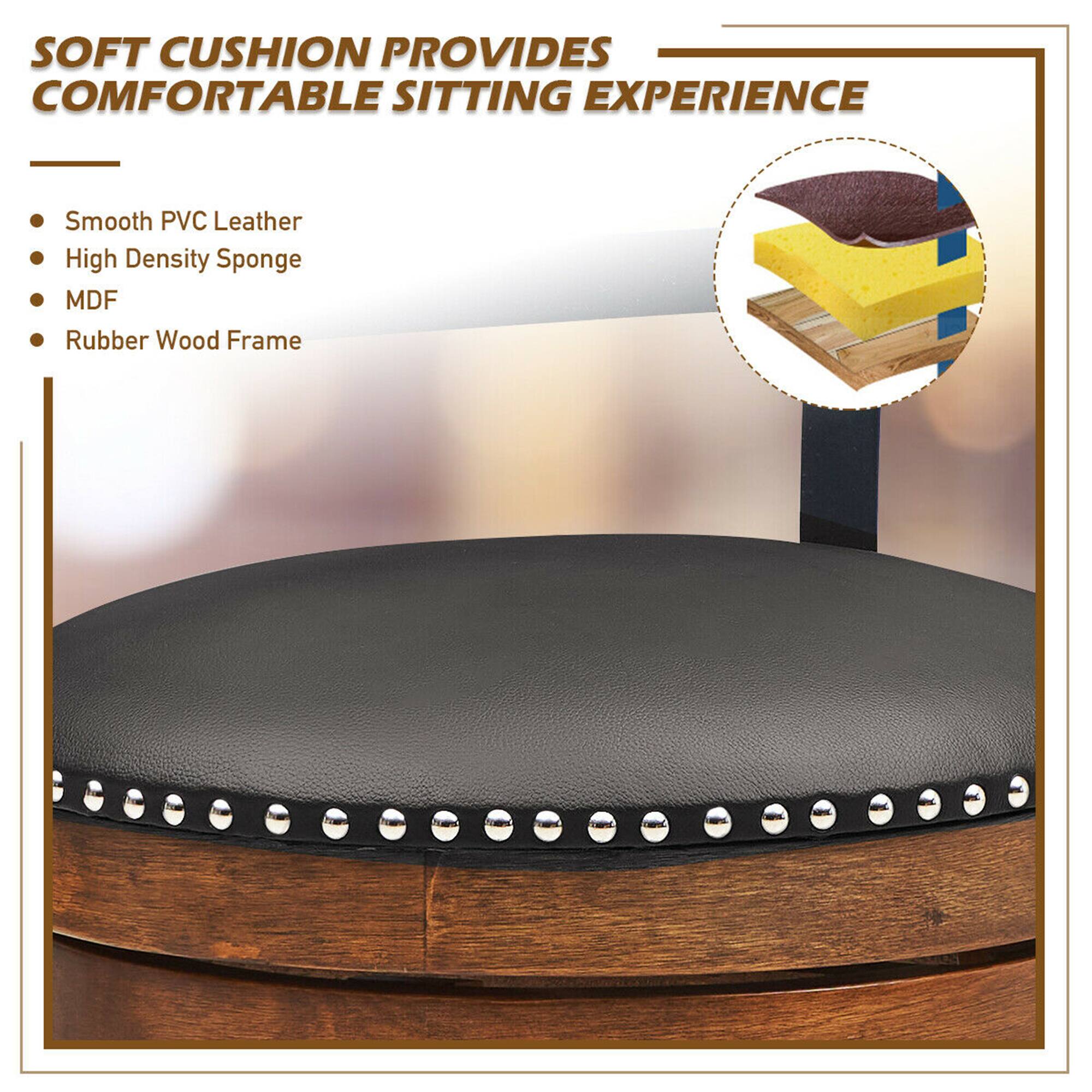 SOFT CUSHION PROVIDES COMFORTABLE SITTING EXPERIENCE

Smooth PVC Leather
High Density Sponge
MDF
Rubber Wood Frame