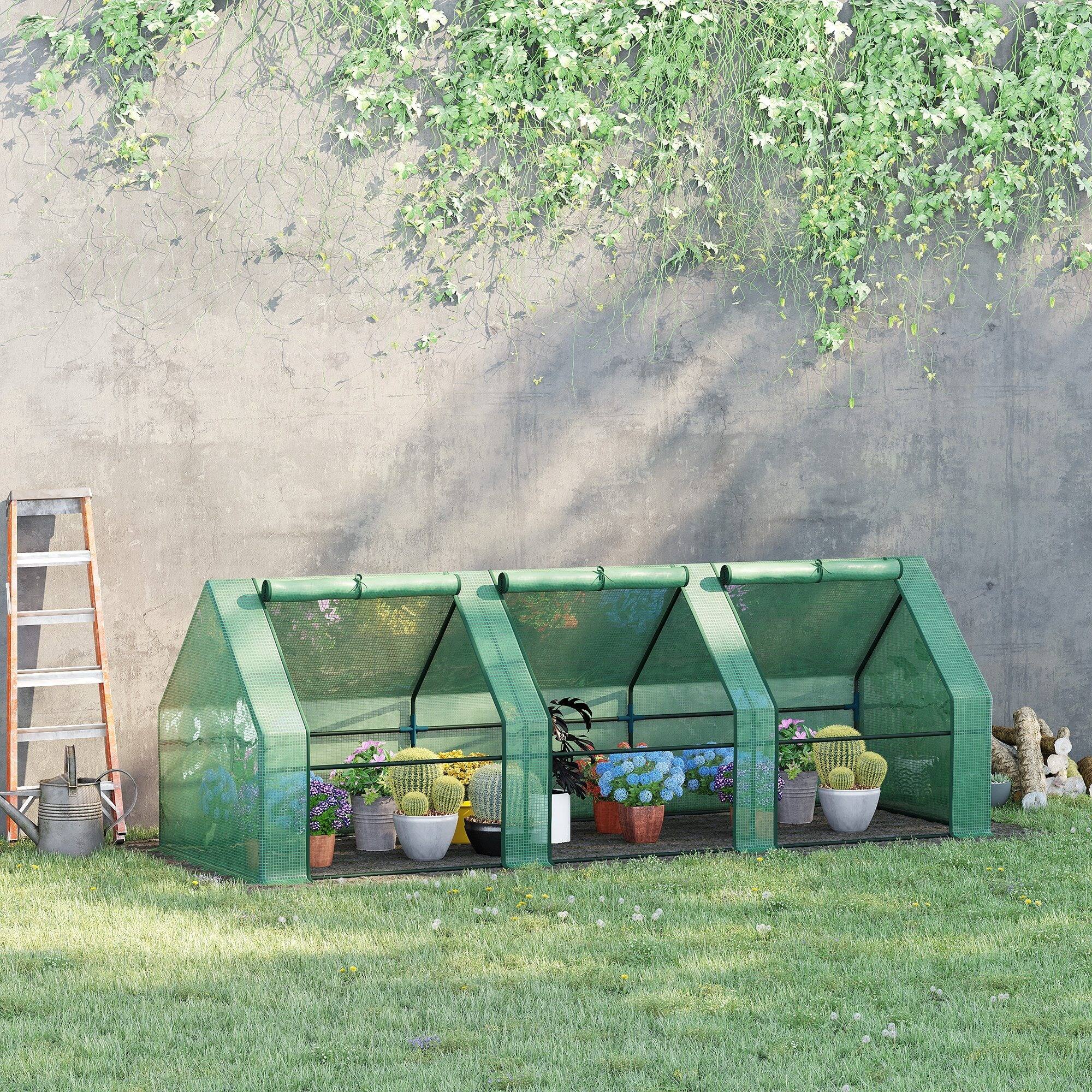 Alt View 1. Outsunny - Mini Greenhouse, Outdoor Garden with Large Zipper Doors and Water/UV PE Cover.
