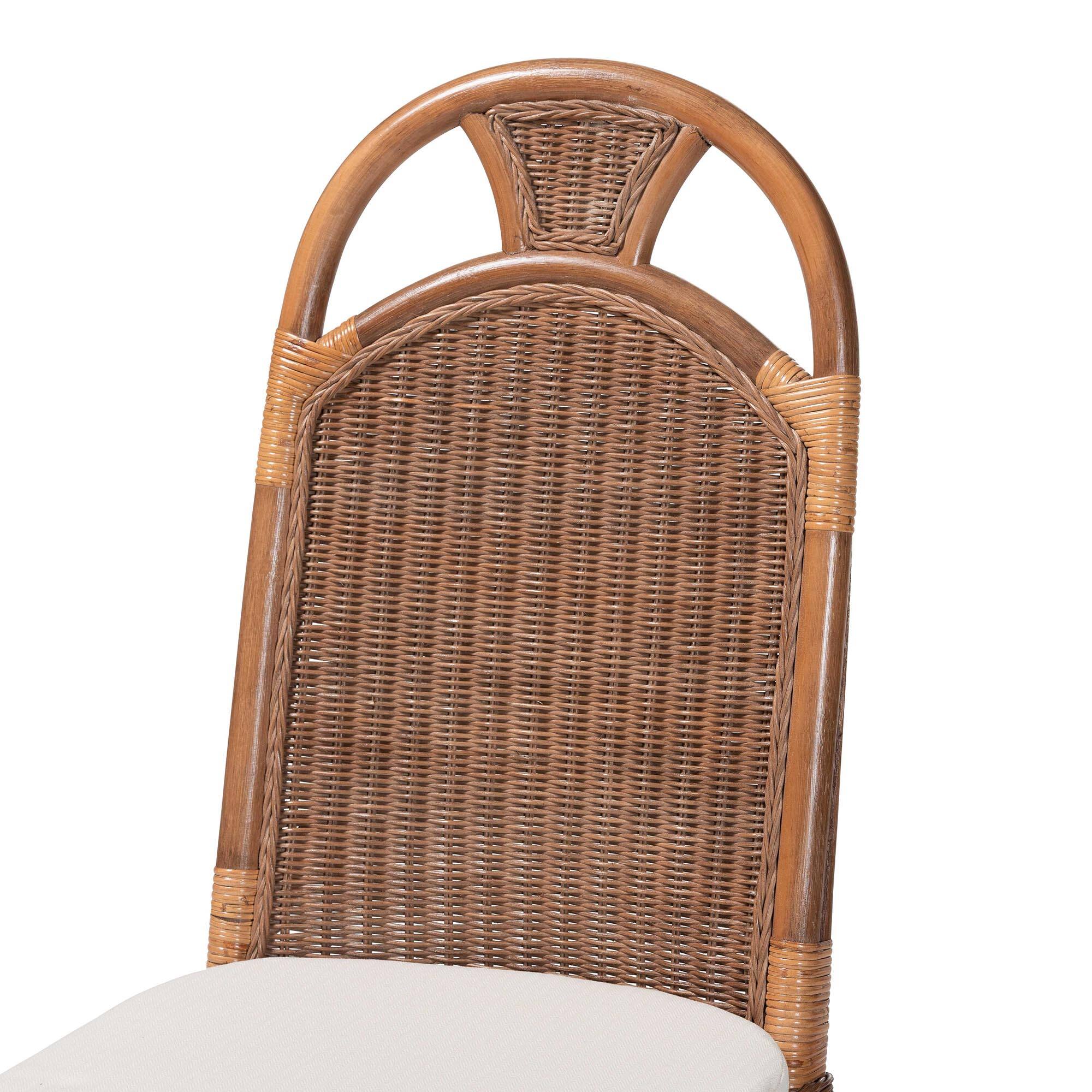 Alt View 1. bali & pari - Raya Natural Rattan Dining Chair - Handcrafted Wicker Accent Chair with High Arched Back and Cushioned Seat - Brown.