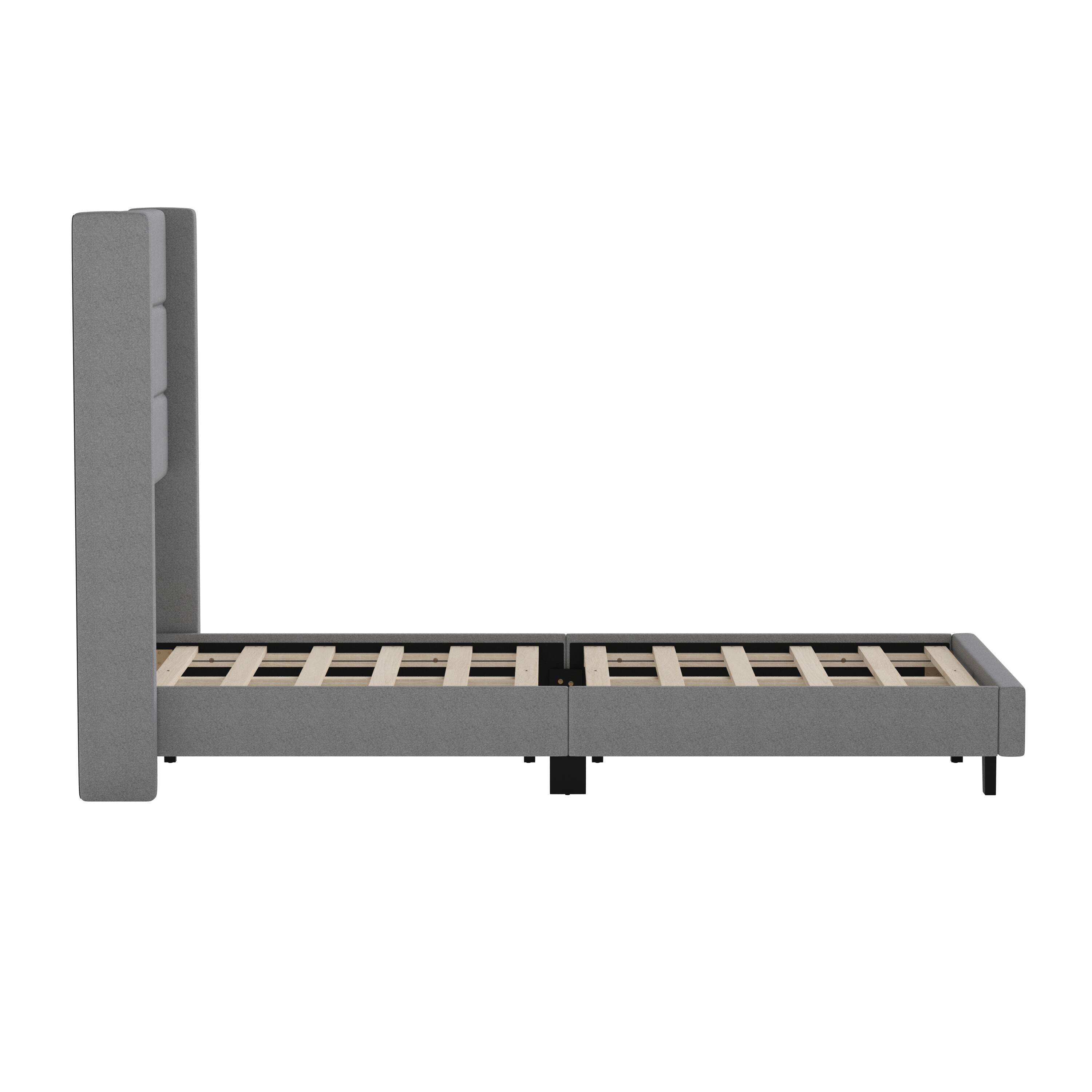 Alt View 8. Emma + Oliver - Upholstered Platform Bed with Wingback Headboard - Gray.