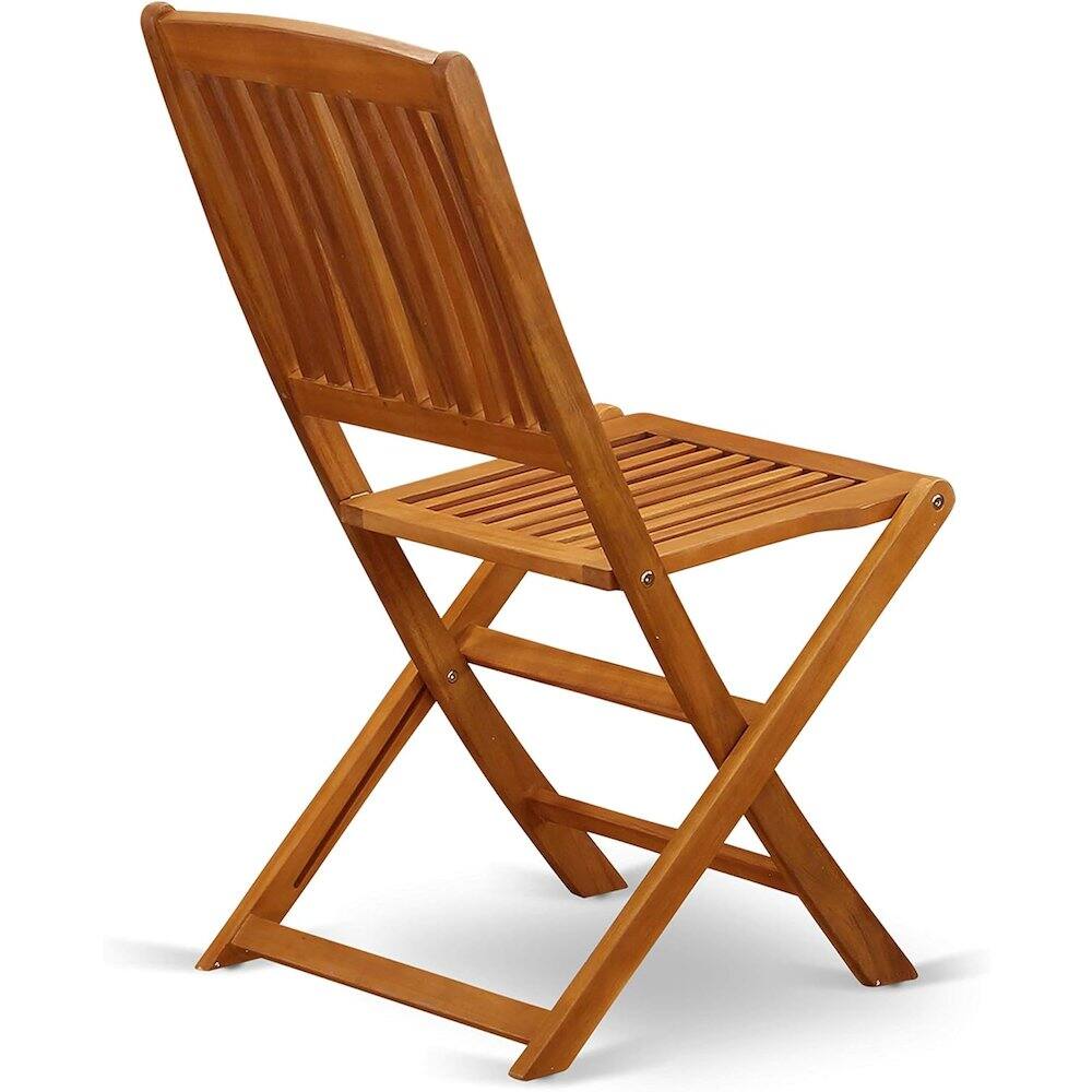 Angle. East West Furniture - AECM5CWNA - 5 Piece Modern Garden Set - A Wonderful Modern Table with 4 Arm Less Patio Chairs- Natural Oil Finish - Natural Oil.