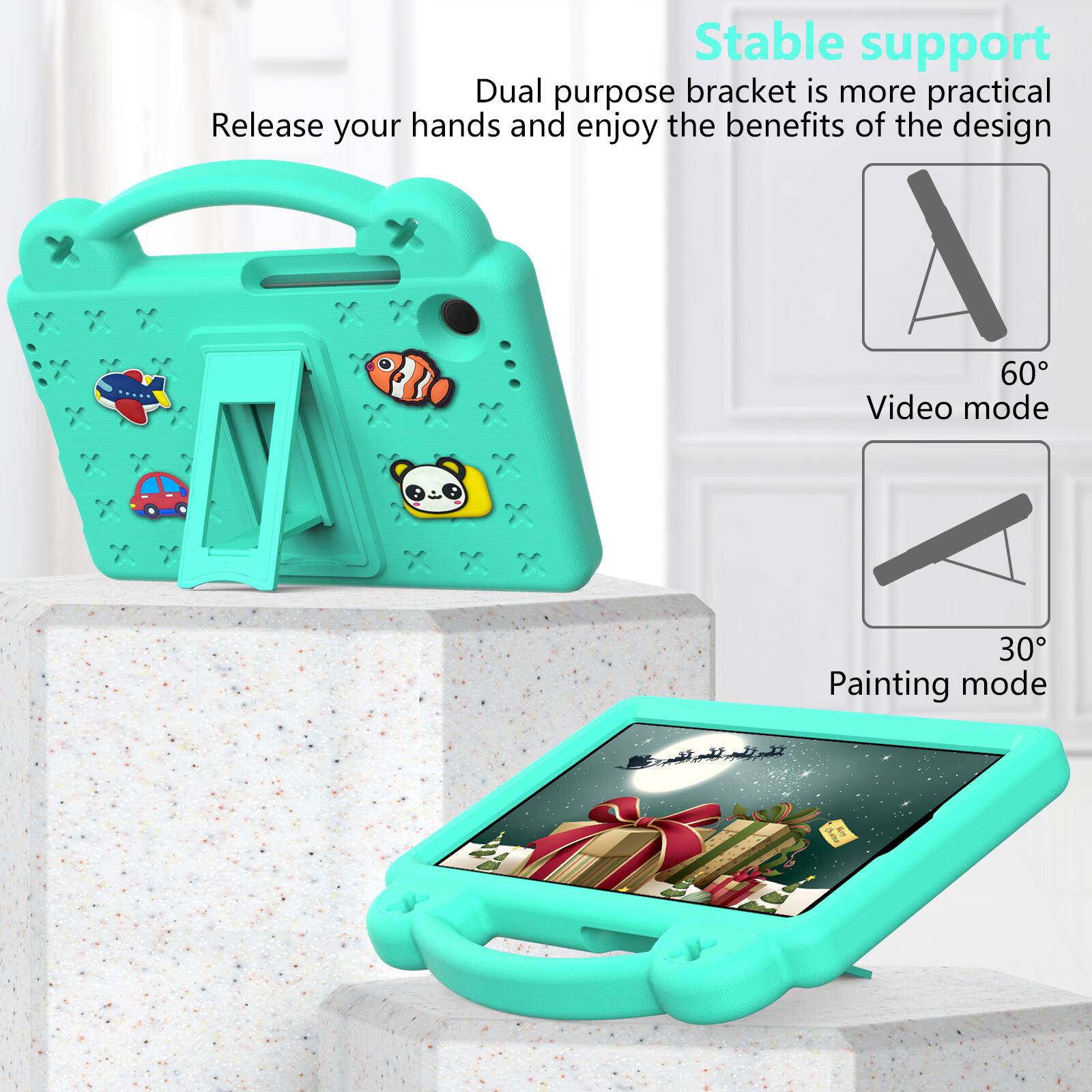 Stable support  
Dual purpose bracket is more practical  
Release your hands and enjoy the benefits of the design  

60° Video mode  
30° Painting mode