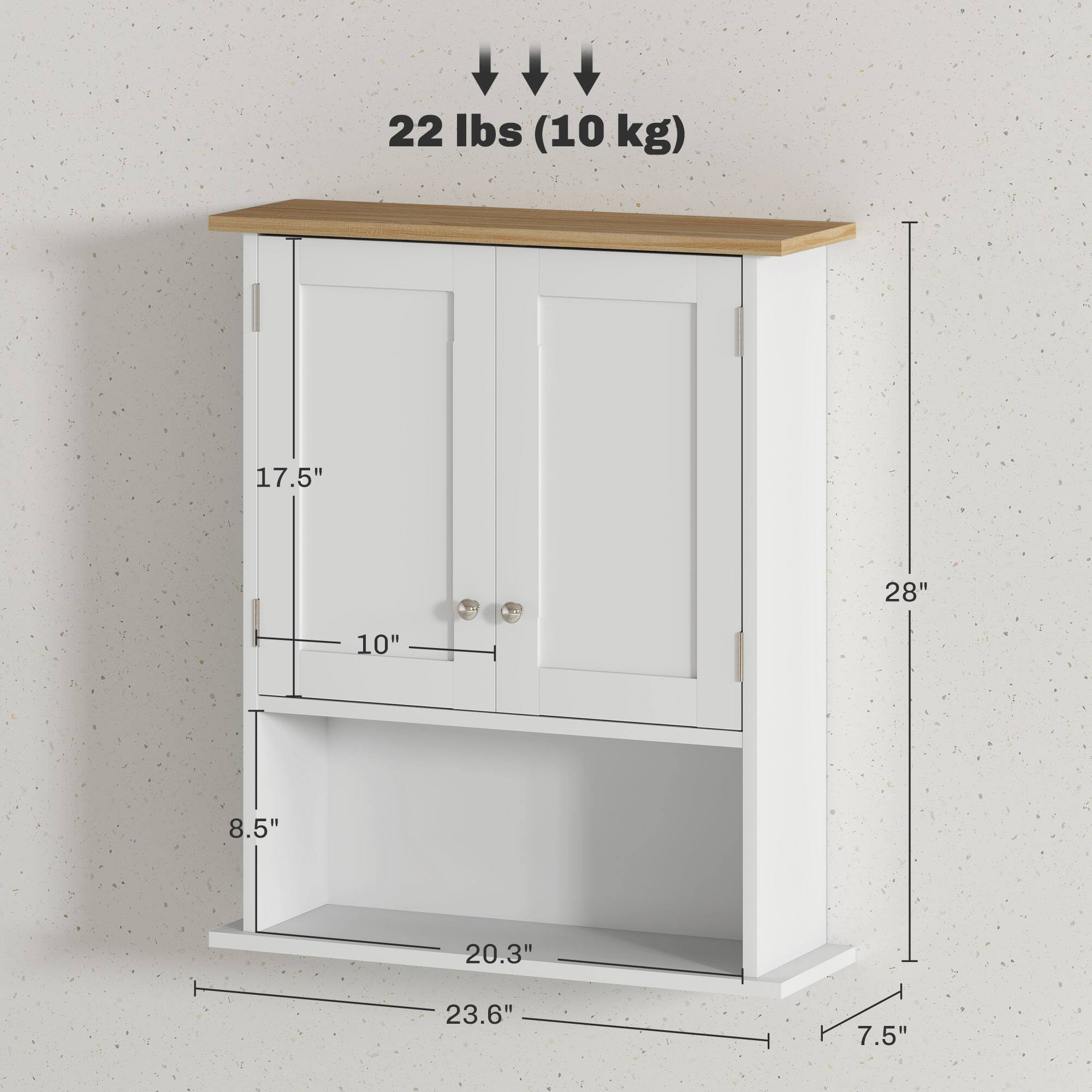 22 lbs (10 kg), 28", 17.5", 10", 8.5", 20.3", 23.6", 7.5"