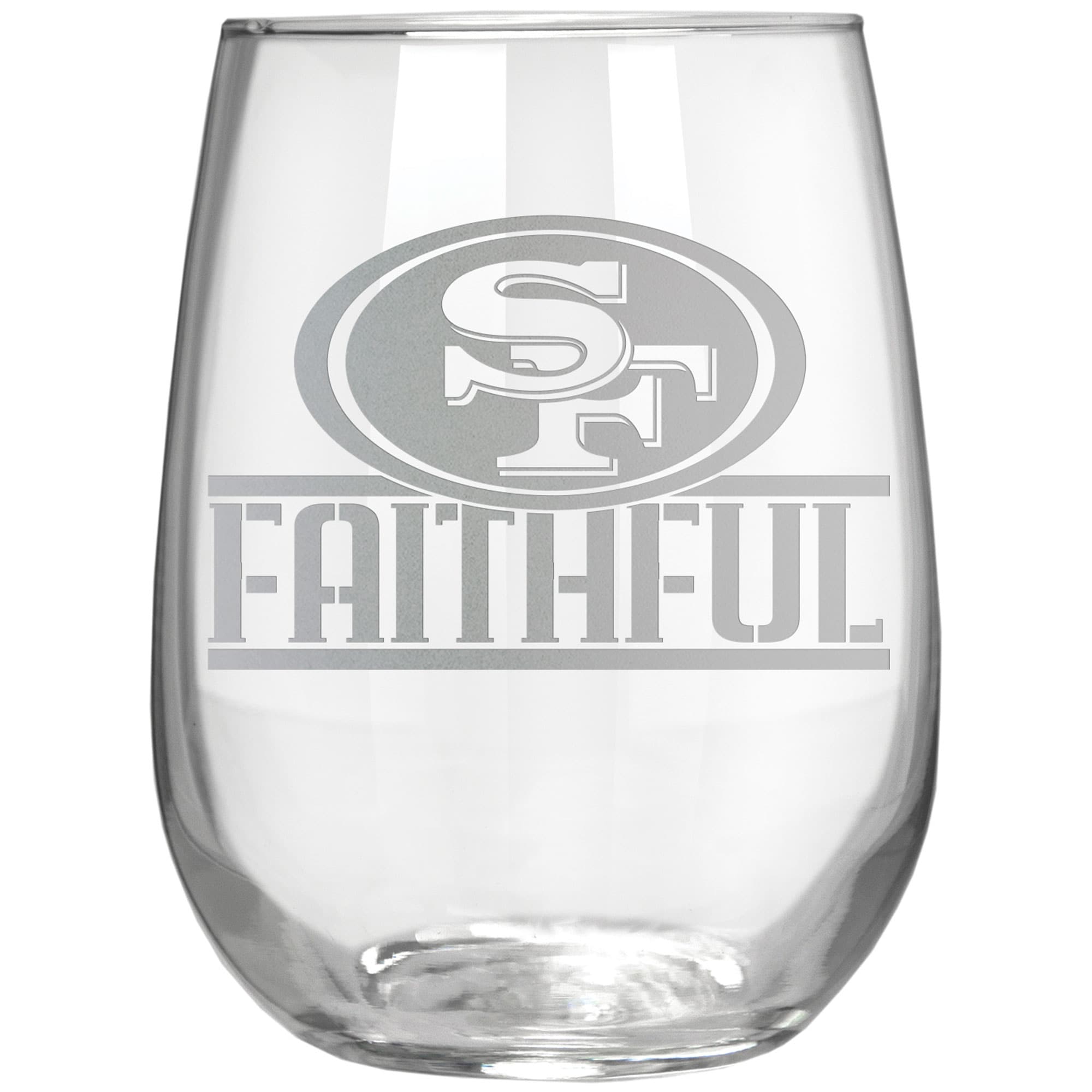 Front. Great American Products - San Francisco 49ers Etched 17oz. Rally Cry Stemless Wine Glass - Multicolor.
